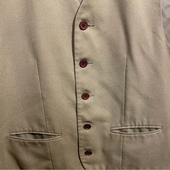 J Riggings Mens Tan Vest 5 Button Size L Tan Lining Back Casual Formal - Picture 6 of 10